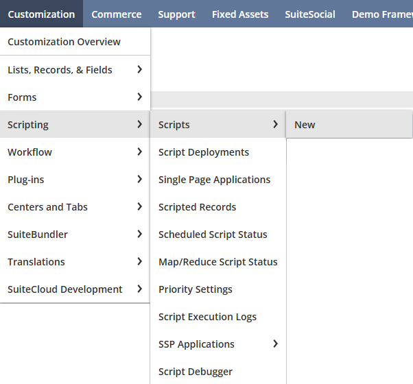 1. Customization - Scripting - Scripts - New