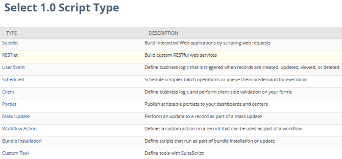 5. Select Script Type - RESTlet
