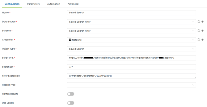 DataBlend Collector - Saved Search