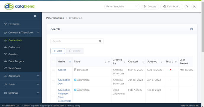 Credentials Dashboard