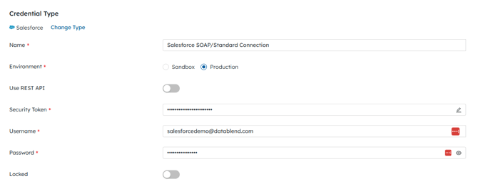 Salesforce Credentials - SOAP-Standard Connection