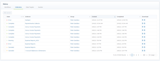 Dashboard History