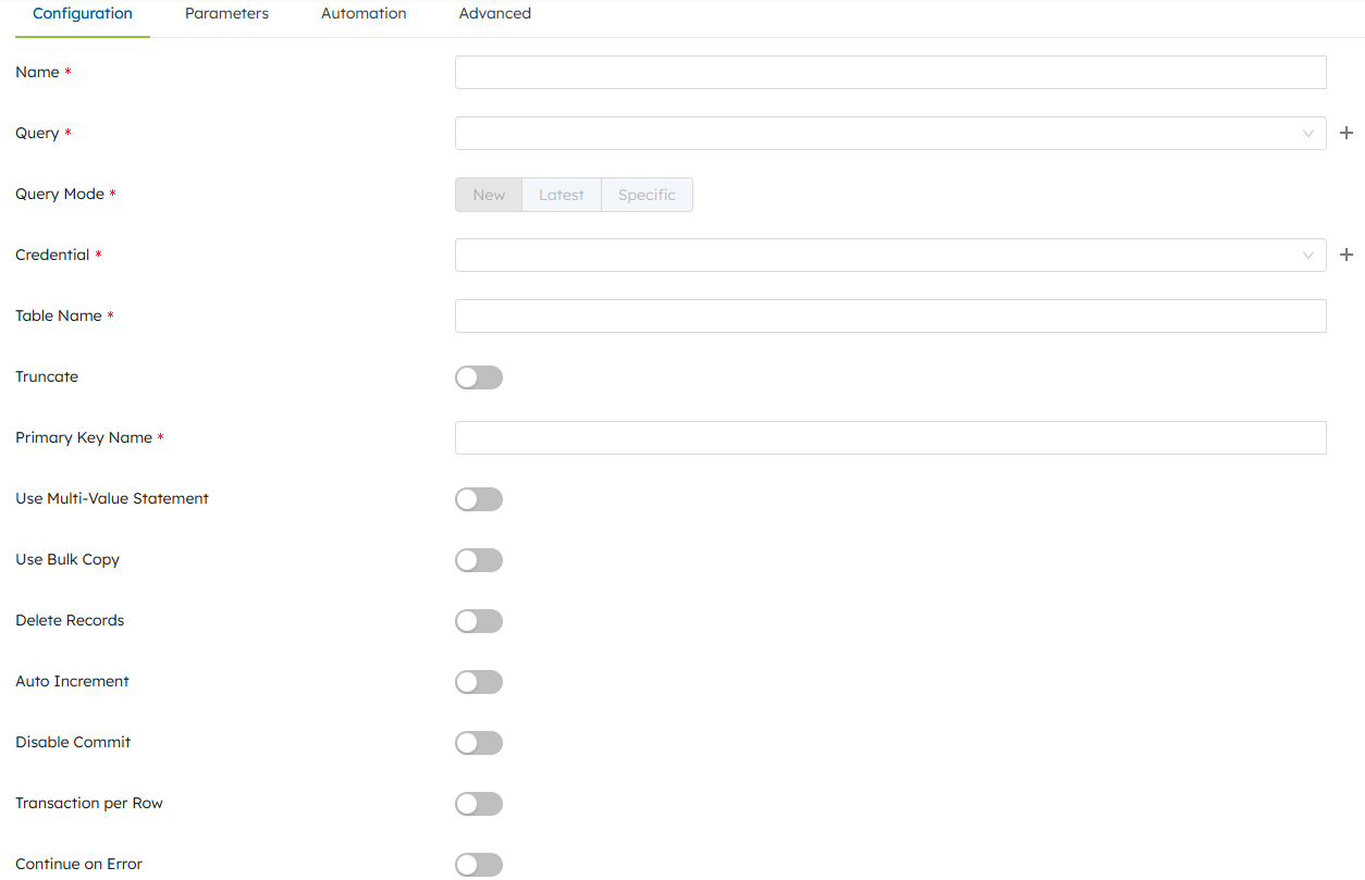 Database Data Targets