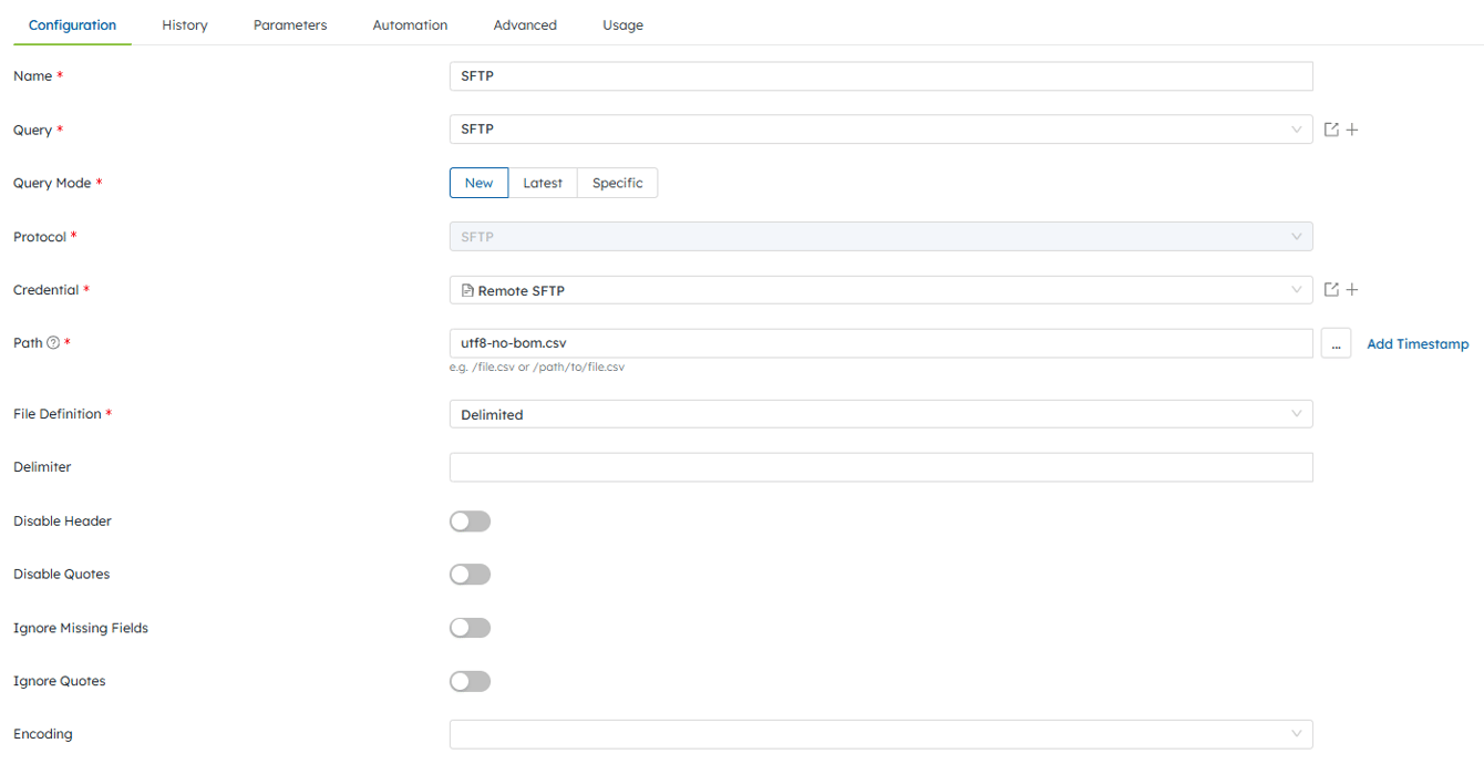 SFTP Data Targets