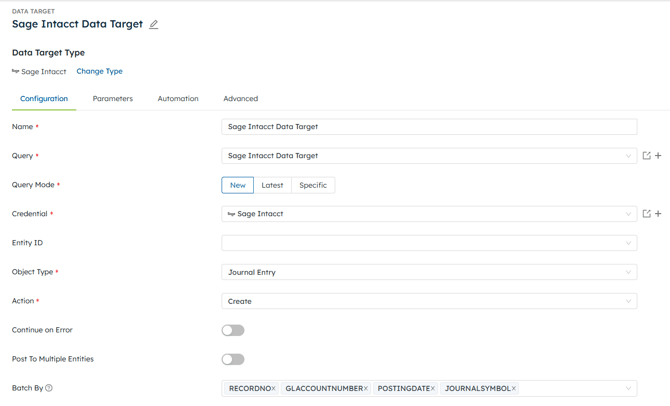 Sage Intacct - Data Target