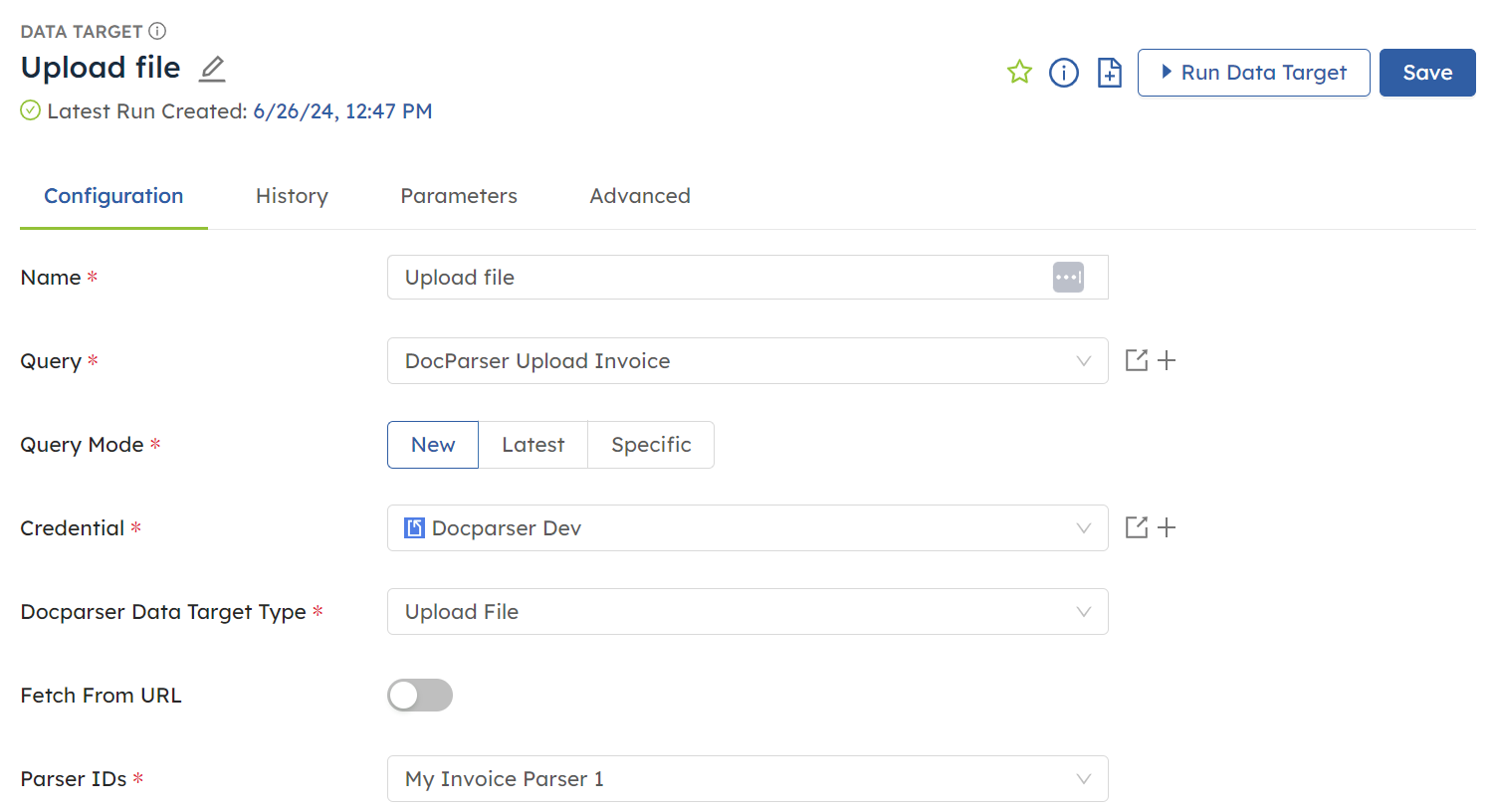 Docparser Data Targets